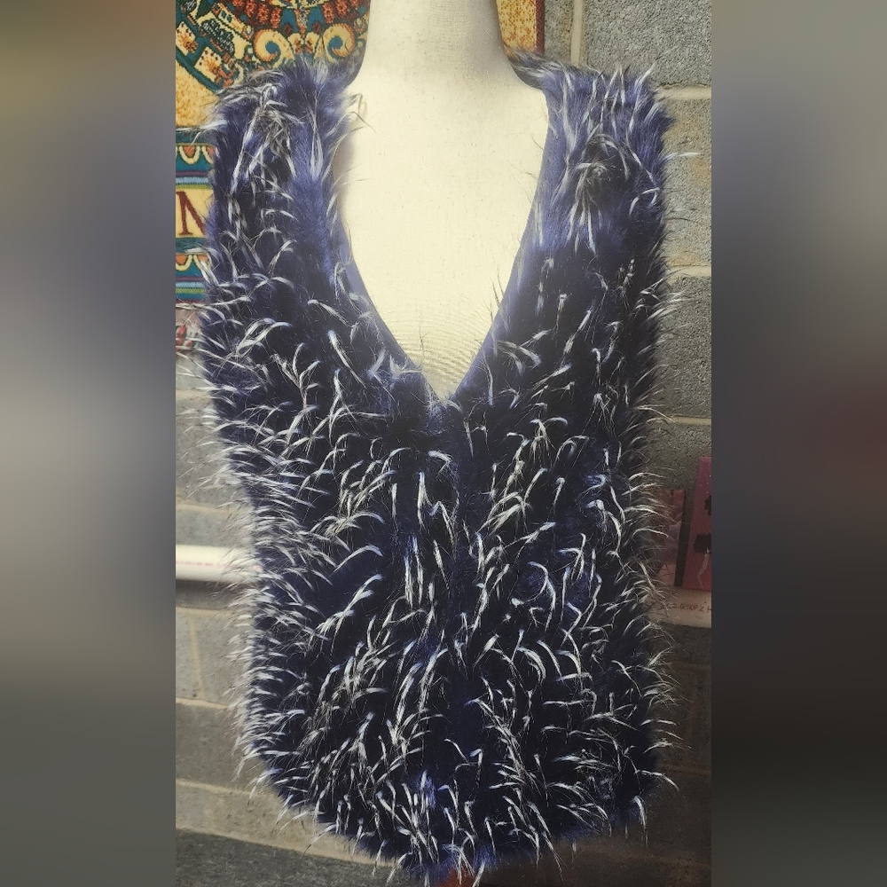 Blue Faux Fur Anthropologie Vest